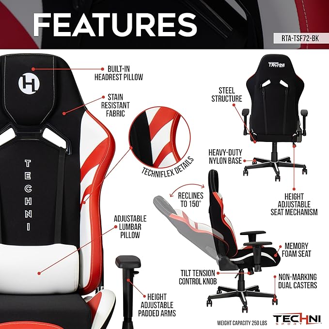 Techni Sport Echo Gaming Chair (Black)