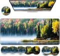 Ergonomic Keyboard Wrist Rest &amp Mouse Pad Wrist Rest SetXL Gaming Desk Mat 31.5x 11.8Non-Slip BaseMemory FoamEasy Typing Pain Relief for Office &amp HomeBird on Lake with Forest