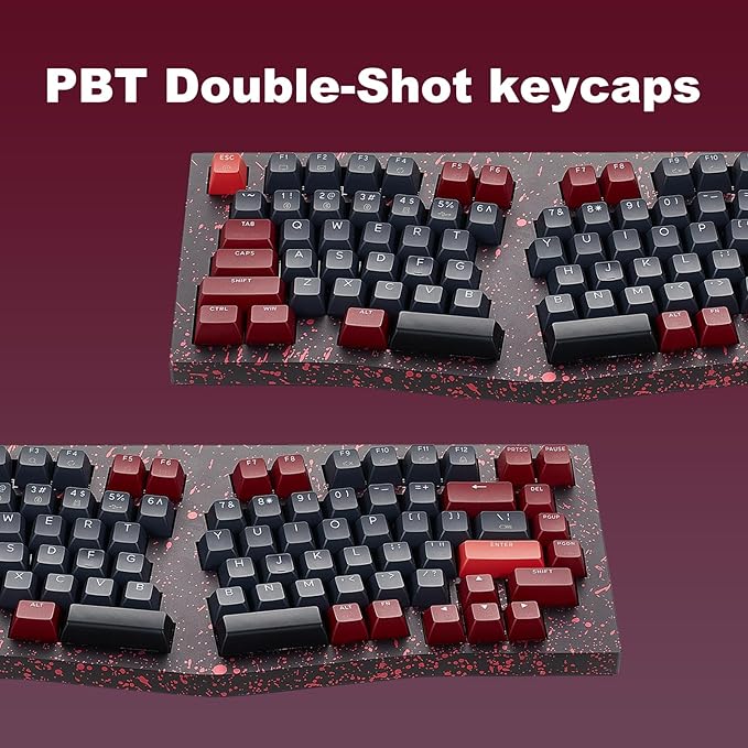 Hexgears F2 - Aluminum Custom Mechanical Keyboard Split Alice 83 Key Layout Ergonomic Keyboard Hot Swappable Creamy Linear Switch BT5.0/2.4GHz/USB-C RGB Backlit for Win/Mac (Burgundy)