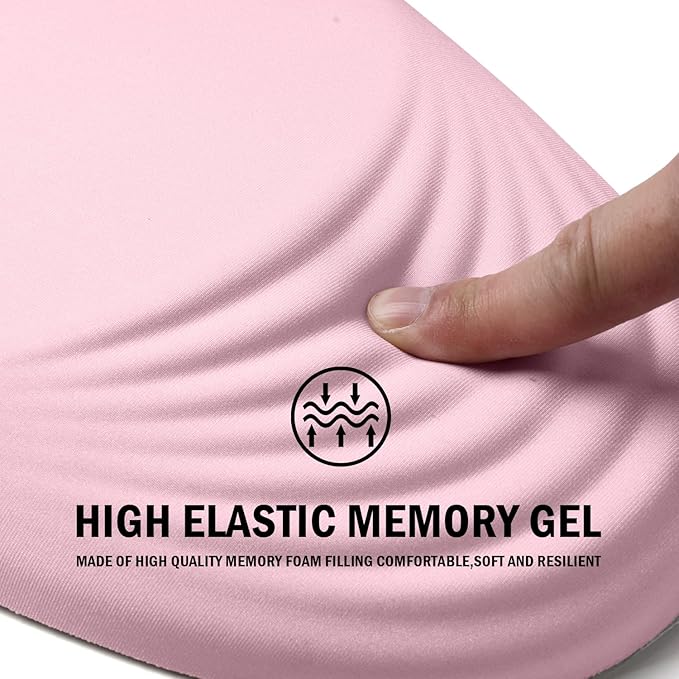 Ergonomic Mouse Pad with Wrist Rest SupportMousepad Relief Carpal Tunnel Pain Entire Memory Foam Mouse Pad with Non-Slip PU Base Wireless Mouse Pad Pink