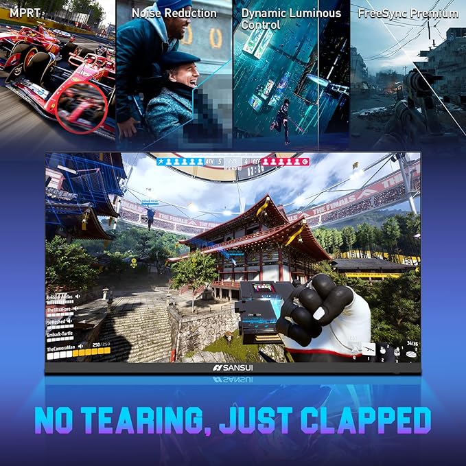 SANSUI Gaming Monitor 24.5 300hz 240hz FHD 1080P 1ms FPS PC Monitor Gaming HDR FreeSync DisplayPort x2 HDMI x2 Fast IPS 120% sRGB Audio Jack VESA Support Desktop Compatible(ES-G25X1 PRO)