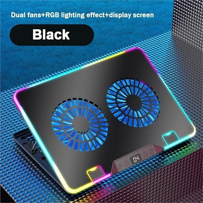 F36 Gaming Laptop Cooling Pad for 11-17.3'' LED Screen Laptop 7 Angle Adjustable Notebook Cooler Stand with 2 Fans &amp 2 USB Ports(F36-2Fans-Black)