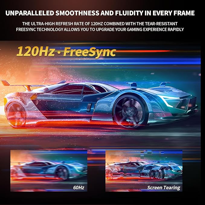 ZZA 24.5 Inch FHD (1920x1080) 120Hz Curved Gaming Monitor 3000R Curvature VA Panel 1ms MPRT AMD FreeSync Ultra-Thin Bezel Eye Care for EsportsPC