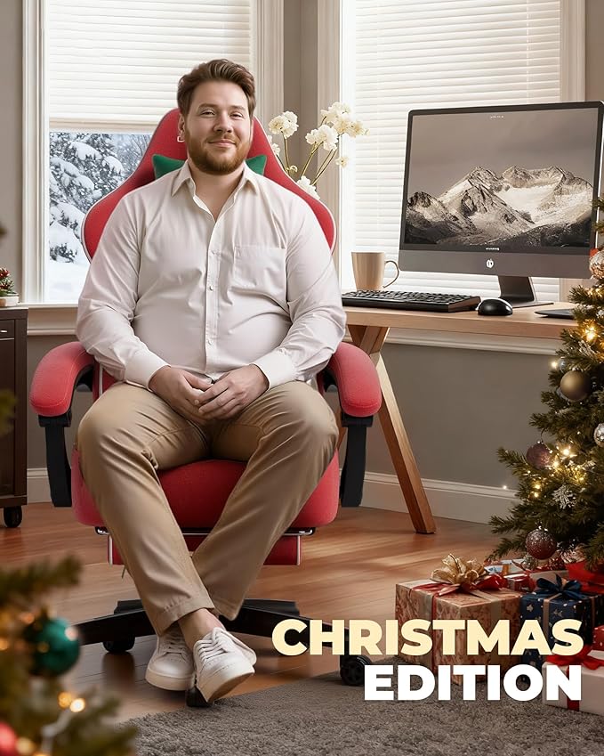 GTPLAYER Big and Tall Gaming Chair with Footrest Extra Wide Seat Video Game Chairs for Adults - Padded High Back Ergonomic Reclining Silla Gamer Linkage Armrest Ace Pro Christmas 【Velvet】