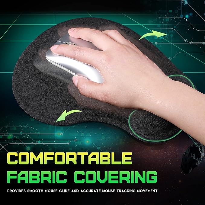 20 Pieces Ergonomic Mouse Pad with Wrist Support Gel Mouse Pad with Wrist Rest Black Pain Relief Comfortable Gaming Memory Foam Non Slip PU Base for Computer Laptop Home Office Travel