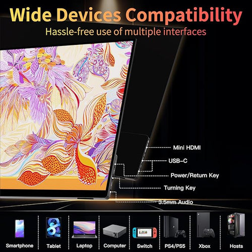 15.6''Portable Monitor for latop 2K FHD 60HZ Laptop Monitor ScreenUSB-C and HDMI Inputs Ultra-Slim IPS Panel with HDR and Premium Smart Cover &amp Speakers for LaptopPCPhonePS4/5SwitchMacXbo