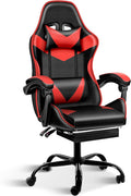 Gaming Chair Ergonomic Computer Chair with Footrest and Lumbar Support Height Adjustable Office Chair with 360° Swivel Seat and Headrest (Red &amp Black)