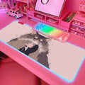 JMIYAV Pink RGB Gaming Mouse Pad 31.5x12 Inch PC XL Large Extended Glowing Led Light Up Desk Pad Non-Slip Rubber Base Computer Cute Mousepad Mat Desk Accessories Gaming Setup 56-820