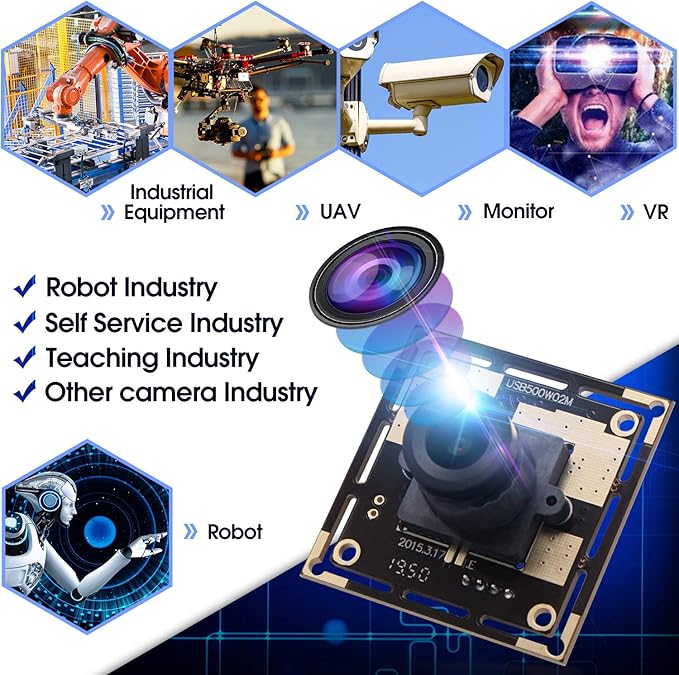 5 Megapixel USB Camera Module HD 2592X1944 Webcamera with CMOS OV5640 Sensor Machine Vision Mini Webcam for Windows Mac Andriod LinuxPlug&ampPlayOTG Camera (2.1mm Lens)