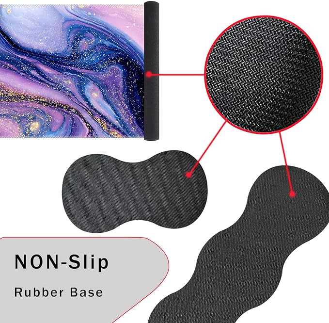 Keyboard Wrist Rest and Mouse Pad with Wrist Support Set Ergonomic CoasterMemory FoamEasy Typing Pain ReliefLarge XL Desk Mat 31.5x 11.8Purple Marble