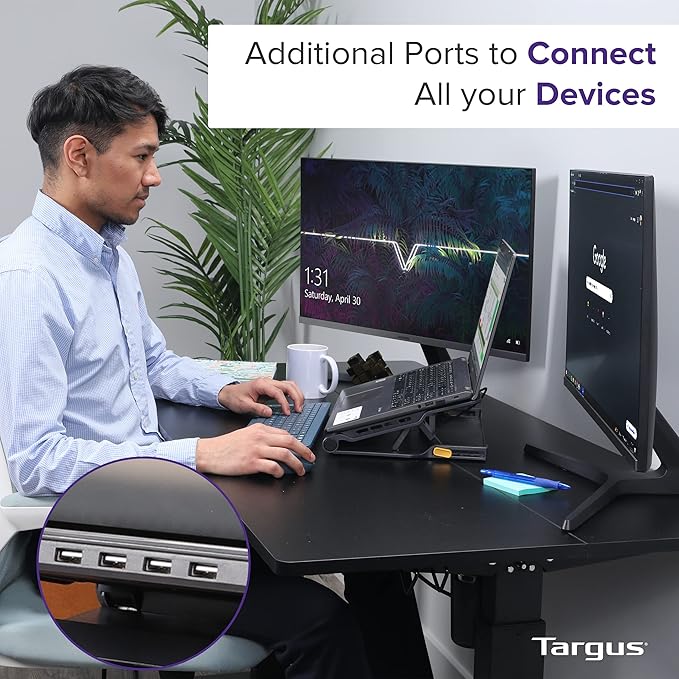 Targus Laptop Cooling Pad for Laptops up to 17-inches Dual High-Speed Fans Chill Mat + 4-Port USB Hub Laptop Fan Cooling Pad for Work USB Stand Cooling Pad for Gaming Laptop Cooling Fan (AWE81US)