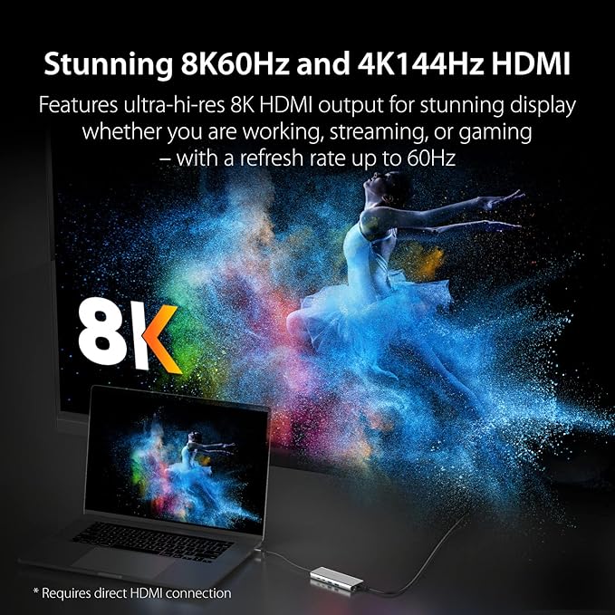 j5create USB4 8K Multi-Function Hub - 8K60/4K144 HDMI 2.5G Ethernet PD Charging 10Gbps USB-A 10Gbps USB-C Ports | Compatible with MacBook Windows Thunderbolt 3/4 and USB4 Devices (JCD403)