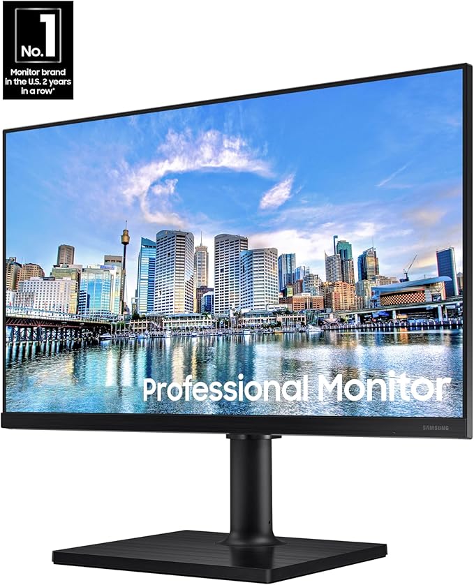 SAMSUNG FT45 Series 24-Inch FHD 1080p Computer Monitor 75Hz IPS Panel HDMI DisplayPort USB Hub Height Adjustable Stand 3 Yr WRNTY (LF24T454FQNXGO)Black
