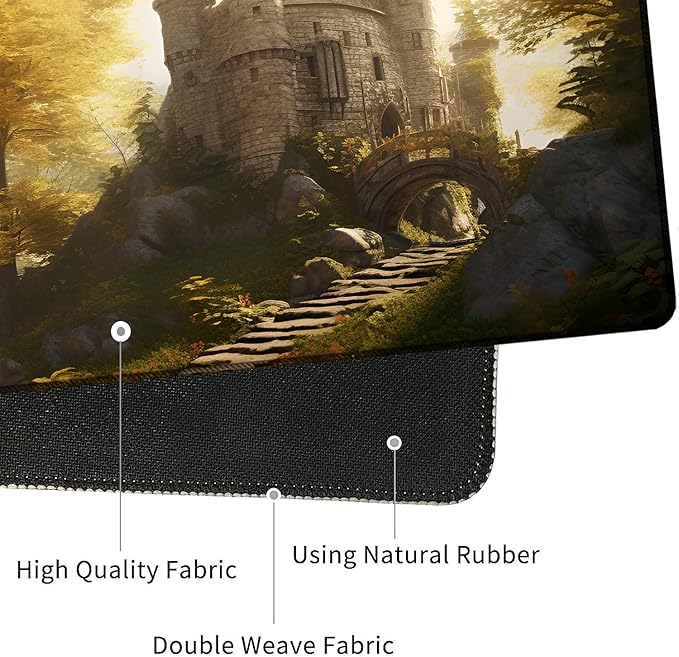 Mouse Pad Combo Large Gaming Mouse Pad + Keyboard Wrist Support + Mouse Wrist Rest + Coaster Table Pad 31.5 x 11.8 with Memory Foam Ergonomic Wrist Pad Set Fairytale Castle