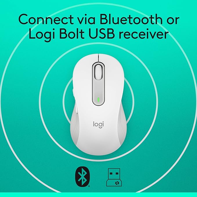 Logitech Signature M650 Wireless Mouse - for Small to Medium Sized Hands 2-Year Battery Silent Clicks Customizable Side Buttons Bluetooth for PC/Mac/Multi-Device/Chromebook - Off White