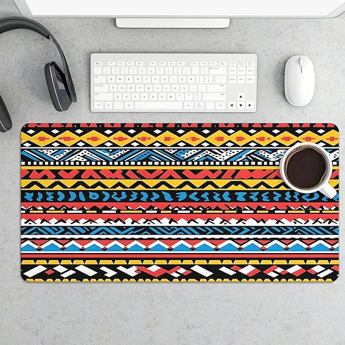 XXL Gaming Mouse Pad Boho Aztec Large Desk Mat Protector for Desktop Anti-Slip Rubber Extended Computer Keyboard Mat Writing Pad Mousepad for Work Office Home15.7 * 35.4 in A-692