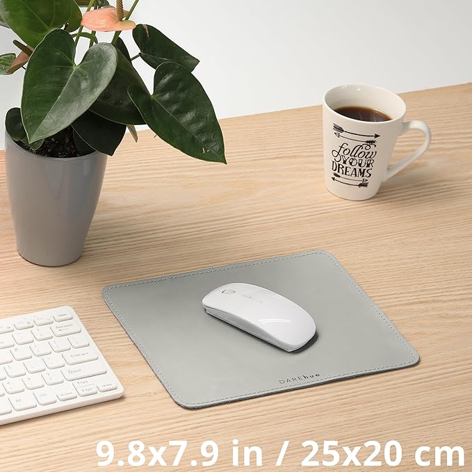 Genuine Leather Mouse Pad (Light Grey Small)