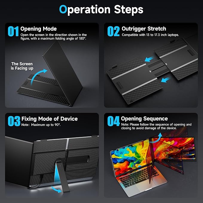 Laptop Screen Extender 0.17 Ultra-Thin 14.2 FHD 1080P IPS Portable Monitor for Laptop Dual Screen Travel Monitor Extender Suitable for 13-17.3 Plug &amp Play for Windows/Mac/Android/Switch/PS-5