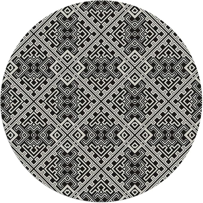 Black and White PU Leather Office Chair Mat Hardwood Floor Computer Desk Mat Victorian Damask Anti-Slip Gaming Chair Mat Round Floor Mat Durable Floor Protector Home Decor Diameter 59 in