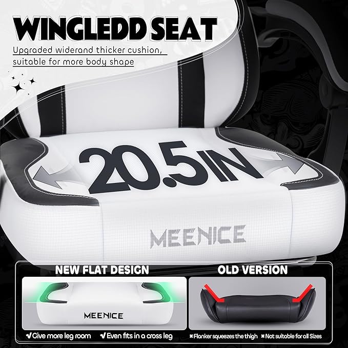Gaming Chair Cute with Cat Ears Paw Lumbar and CushionErgonomic Computer Chair with FootrestReclining PC Game Chair for Girl Computer Chair 300lbs for Adult Black White