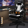 Shintenchi Gaming ChairVideo Game Chair with footrest and Massage Lumbar SupportHeight Adjustable Game Chair with 360°Swivel Seat Ergonomic Computer Chair with Headrest for Office or Gaming(White)