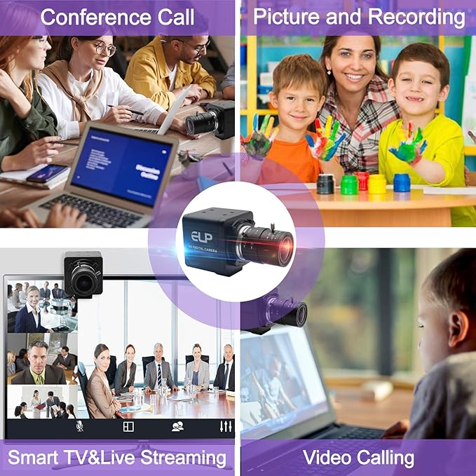 2MP Webcam 2.8-12mm Varifocal Lens Webcamera VGA High Speed 100fps 1080P USB Camera for Industrial HD Web Camera with CMOS OV2710 Sensor for Video Conference