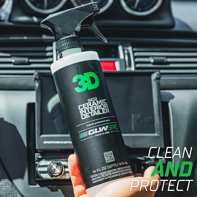 3D SiO2 Interior Detailer GLW Series | Ultimate Deep Cleaning | Ultra Ceramic Protectant |Safe on Leather Vinyl Plastic &amp More | Removes Dust Dirt Grease | DIY Car Detailing | 64 oz