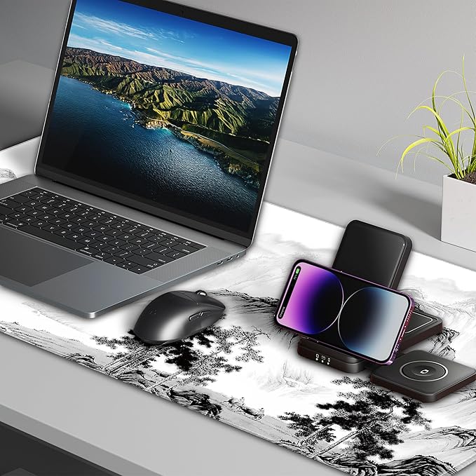 LL-COEUR Pattern XXL Computer Mouse Pad 35.4x15.7x0.12inch Large PC Keyboard Mousepad with Anti-Slip Base for Gaming (Landscape 2 35.4x15.7x0.12)