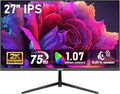 Gawfolk 27 inch IPS 2K QHD (2560×1440) Computer Monitor 75Hz Gaming PC Screen 1msAdaptive Sync100% sRGB 1.07 Billion ColoursBuilt-in SpeakerDisplay 1.4、Port HDMI2.0 Black