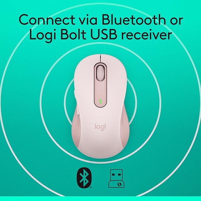 Logitech Signature M650 Wireless Mouse - for Small to Medium Sized Hands 2-Year Battery Silent Clicks Customizable Side Buttons Bluetooth for PC/Mac/Multi-Device/Chromebook - Rose