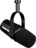 Shure MV7 USB Podcast Microphone for Podcasting Recording Live Streaming &amp Gaming Built-in Headphone Output All Metal USB/XLR Dynamic Mic Voice-Isolating Technology TeamSpeak Certified - Bla
