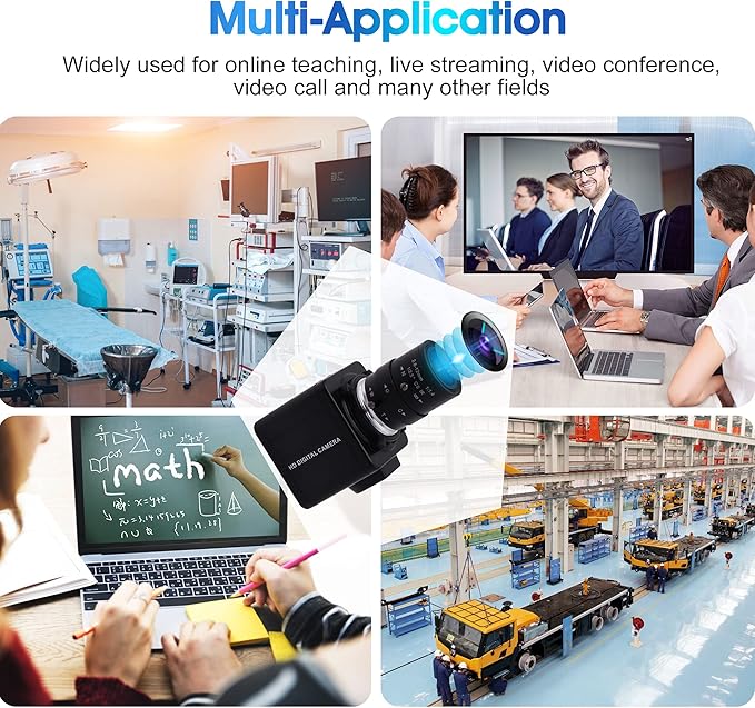 4K USB Camera 2.8-12mm Varifocal Manual Lens Webcam Ultra HD 4X Zoom with IMX317 Sensor for Windows Linux Raspberry Pi Mac OS