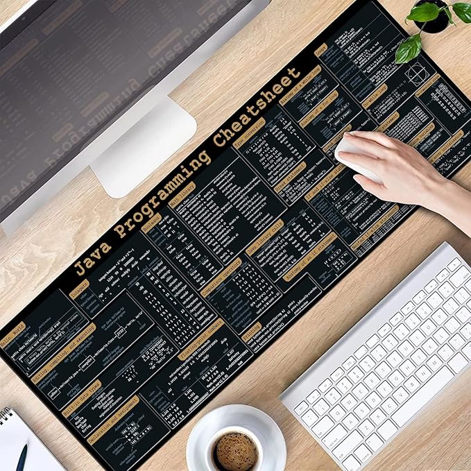 Java Programing Cheat Sheet Desk Mat for Software Engineers Web Developers and Programmers Gift Coworker Quick Key Anti-Slip Keyboard Pad KMH