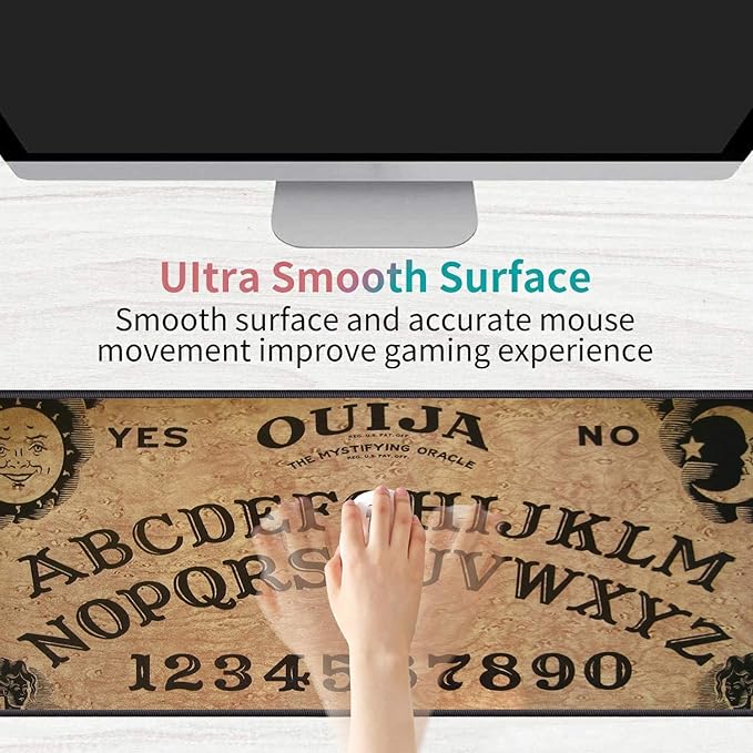 Desk Pad Mat Gaming Mouse Pads with Coasters Set Stitched Edges Design Mouse Pad XXL Large Mouse Pad for Laptop Computers Retro Ouija Board Desk Writing Mat for Office &amp Home 35.4x 15.7