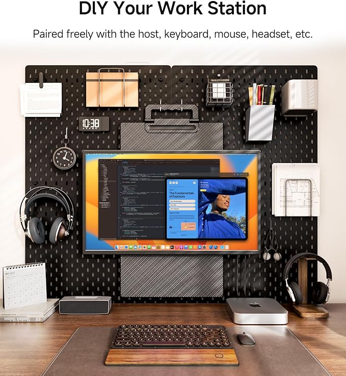 Large Portable Monitor 24 inch - 1080P FHD 100Hz Travel Monitor 125% sRGB IPS Laptop Screen Extender VESA Compatible Height Adjustable Detachable Stand with USB-C HDMI for Work Gaming Office Home