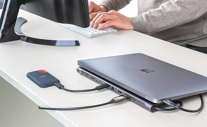 Manhattan USB C Docking Station 2 HDMI 3 Monitor Station 12 in 1 Triple Display Laptop Docking Station with 5Gbps USB-A/C 3.1 USB 2.0 100W PD Ethernet Audio SD/TF Card Slot- 190305