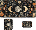 Wrist Rest Pad Small Mouse Pad and Office Desk Mat Set 3 in 1 Desk Pad 11.8 x 23.6+Mousepad +Mouse Wrist Rest with Ergonomic Design Non-Slip for Home Gaming Computer Flower Moon
