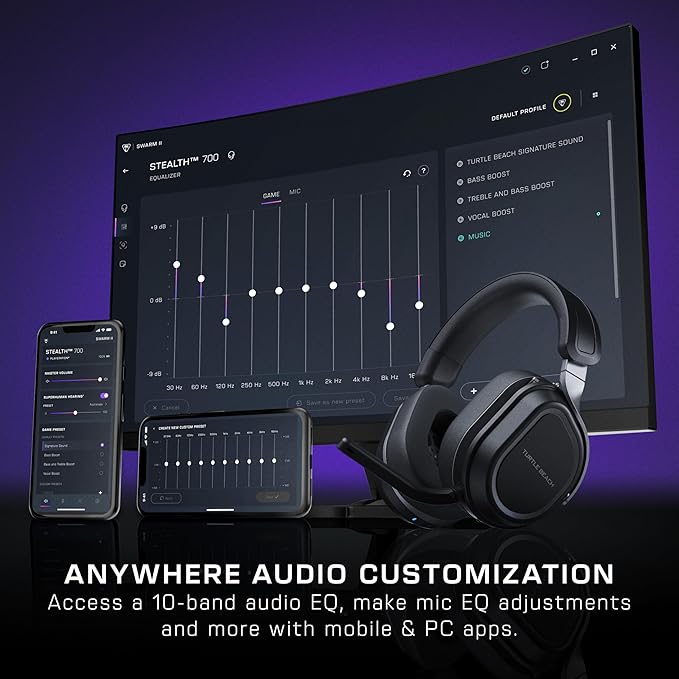 Turtle Beach Stealth 700 Gen 3 Wireless Multiplatform Amplified Gaming Headset for PS5 PS4 PC Mobile – 60mm Drivers AI Noise-Cancelling Mic Bluetooth 80-Hr Battery Dual Transmitters – Black