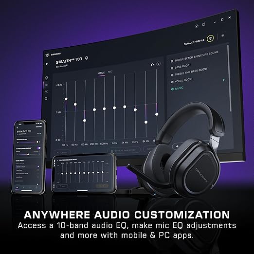 Turtle Beach Stealth 700 Wireless Multiplatform Amplified Gaming Headset for PS5 PS4 PC Mobile – AI Noise-Cancelling Mic Bluetooth Rechargeable Battery Dual Transmitters Black (Renewed)