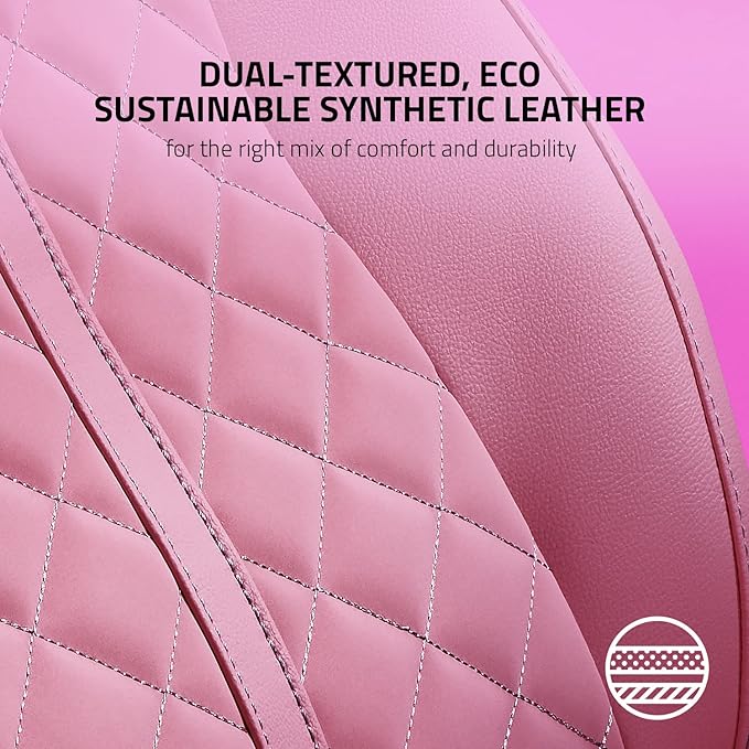Razer Enki Gaming Chair: All-Day Comfort - Built-in Lumbar Arch - Optimized Cushion Density - Dual-Textured Eco-Friendly Synthetic Leather - Reactive Seat Tilt &amp 152-Degree Recline - Pink