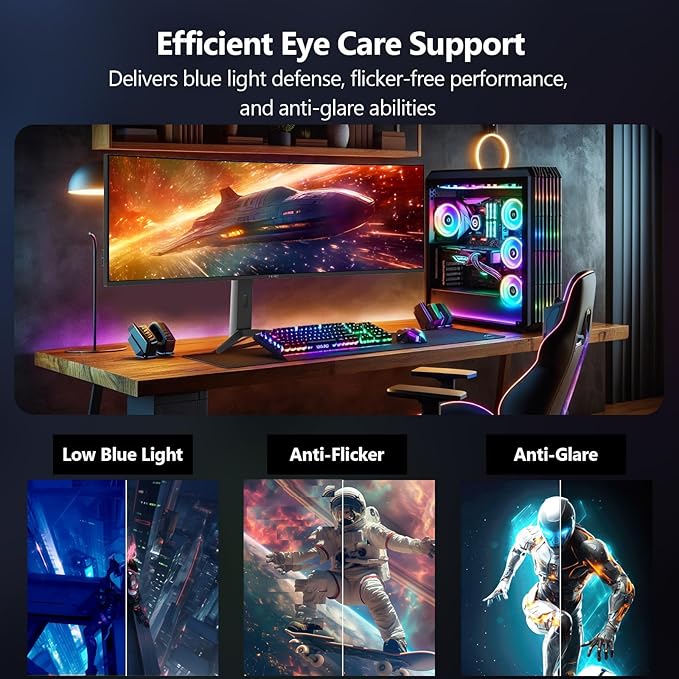 5K Monitor Z-Edge 49 inch IPS Curved Gaming Monitor DQHD 5120x1440 Computer Monitor144Hz 32:9 Ultrawide 1ms MPRT 400 cd/m² 10bit UG49W HDMI*2 DP*1 USB-C PIP/PBP Adjustable Stand