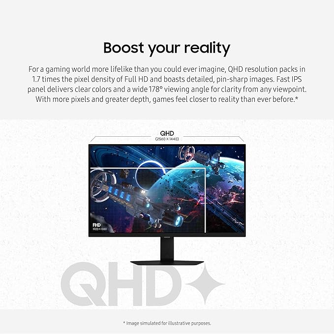 SAMSUNG 32-Inch Odyssey G50D Series QHD Fast IPS G-Sync Compatible Gaming Monitor 1ms VESA DisplayHDR 400 180Hz AMD FreeSync Adjustable Stand Eye Saver Mode LS32DG502ENXZA 2024