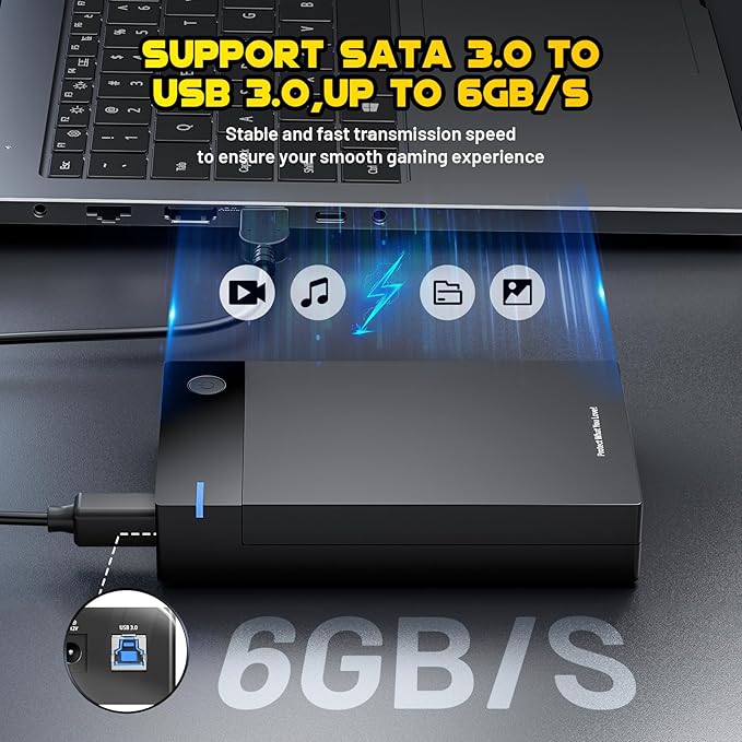 Kinhank 12T External HDD with 96000+ Classic GamesRetro Game Hard Drive Include 6000+ 3D Games USB 3.0 12tb Portable Game Hard Drive Disk Console for Win 7/8/10/11