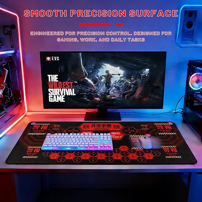 Mouse Pad Neon Genesis Evangelion 'Alert' Design 35.4x15.7 Big Mouse Pad - Featuring MAGI System &amp Emergency Warning Graphics for EVA Fans