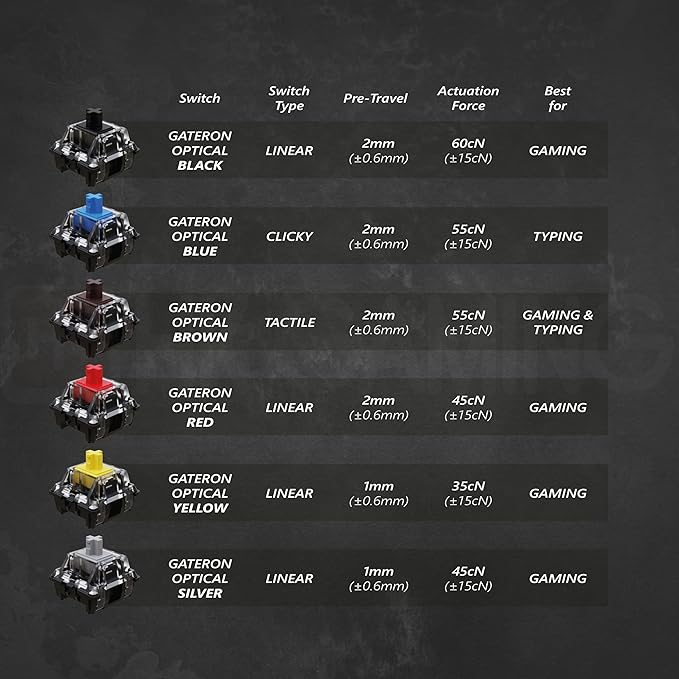 Mechanical Gaming Keyboard - 61 Keys Multi Color RGB Illuminated LED Backlit Wired Programmable for PC/Mac Gamer (Gateron Optical Silver Black)