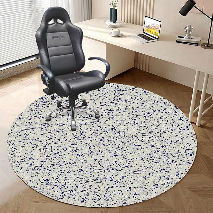 Purple White PU Leather Office Chair Mat for Hardwood Floor Splattered Paint Drops Round Floor Mats for Office Chair Desk Chair Anti Slip Floor Protector for Rolling Chair Abstract Diameter 35.4 in