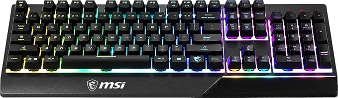 MSI Vigor GK30 RGB Gaming Keyboard 6-Zone RGB Lighting Water Repellent &amp Splash-Proof Mechanical-Like Plunger Switches