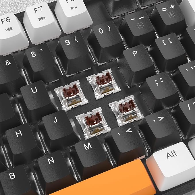 MageGee 75% Mechanical Gaming Keyboard Brown Switch LED White Backlit 87 Keys Compact TKL Wired Computer Keyboards for Windows Laptop PC Gamer - Black/White