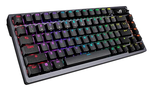 ASUS ROG Azoth Wireless Mechanical Gaming Keyboard – 75% TKL Tri-Mode Connectivity Hot Swappable Pre-lubed ROG NX Storm Clicky Switches PBT Keycaps RGB OLED Display PC/Mac Support - Black