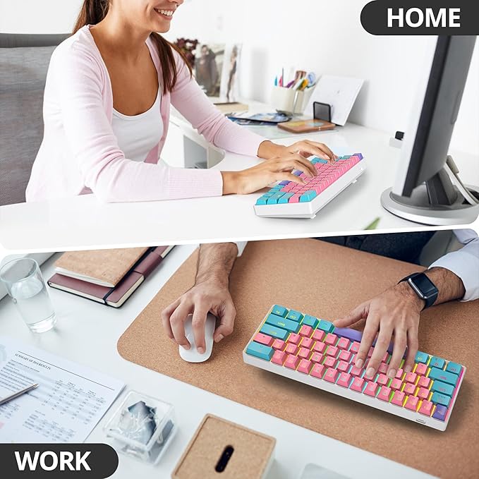 Protable 60% Percent Gaming Keyboard Mechanical Mini Compact RGB Backlit 61 Keys Wired Office Keyboard with red Switch for Mac/Win (Zhi/red Switch)